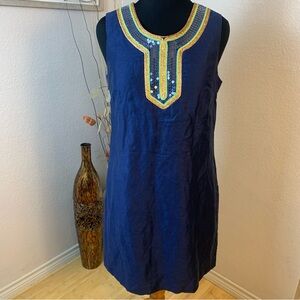 Merona blue with beaded collar dress